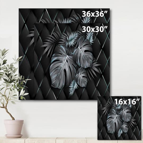 Designart - Black and Gold Tropical Leaves I